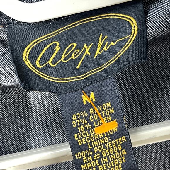 Alex Kim Art to Wear Jacket Size M Floral Cotton Linen Patchwork Embroidered - Picture 3 of 6